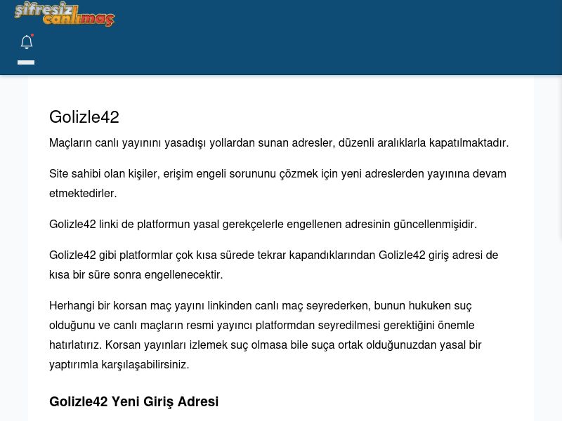 Golizle42 Canlı Maç - Şifresiz canlı maç izle - Ekran Görüntüsü
