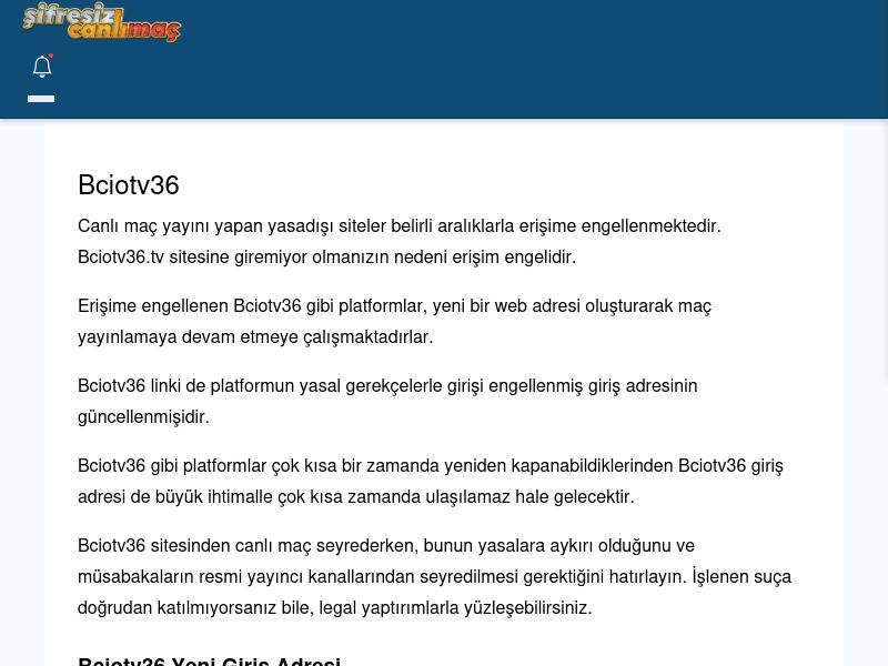 Bciotv36 Maç İzle - Şifresiz canlı maç izle - Ekran Görüntüsü