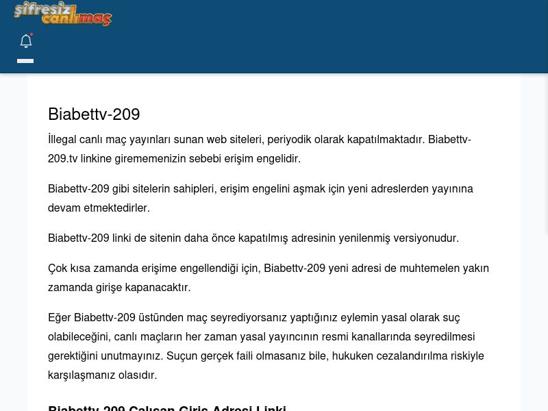 Biabettv-209 Canlı Maç - Şifresiz canlı maç izle - Ekran Görüntüsü