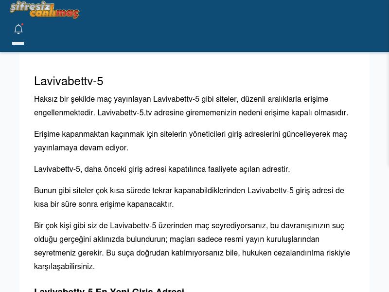 Lavivabettv-5 Maç İzle - Şifresiz canlı maç izle - Ekran Görüntüsü