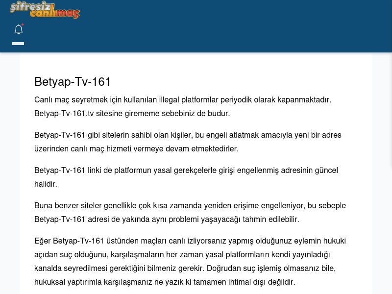 Betyap-Tv-161 Canlı Maç - Şifresiz canlı maç izle - Ekran Görüntüsü