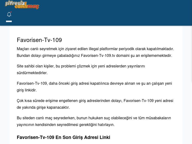 Favorisen-Tv-109 Canlı Maç İzle - Şifresiz canlı maç izle - Ekran Görüntüsü