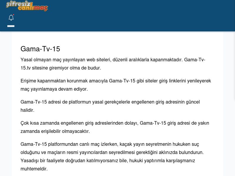 Gama-Tv-15 Güncel Giriş - Şifresiz canlı maç izle - Ekran Görüntüsü