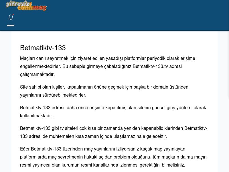 Betmatiktv-133 Canlı Maç - Şifresiz canlı maç izle - Ekran Görüntüsü
