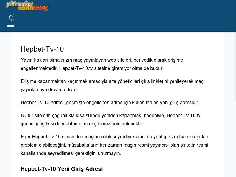 Hepbet-Tv-10 Canlı Maç - Şifresiz canlı maç izle - Ekran Görüntüsü