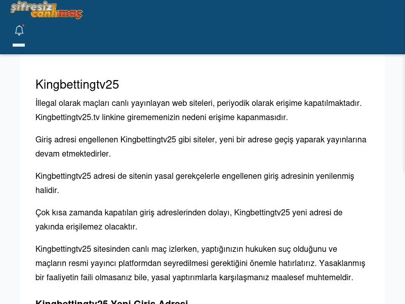 Kingbettingtv25 Maç İzle - Şifresiz canlı maç izle - Ekran Görüntüsü