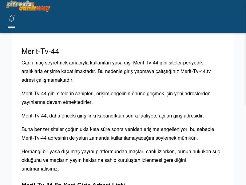 Merit-Tv-44 Giriş Linki - Şifresiz canlı maç izle - Ekran Görüntüsü