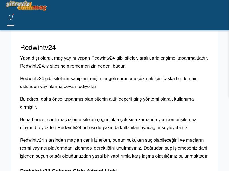 Redwintv24 Canlı Maç İzle - Şifresiz canlı maç izle - Ekran Görüntüsü