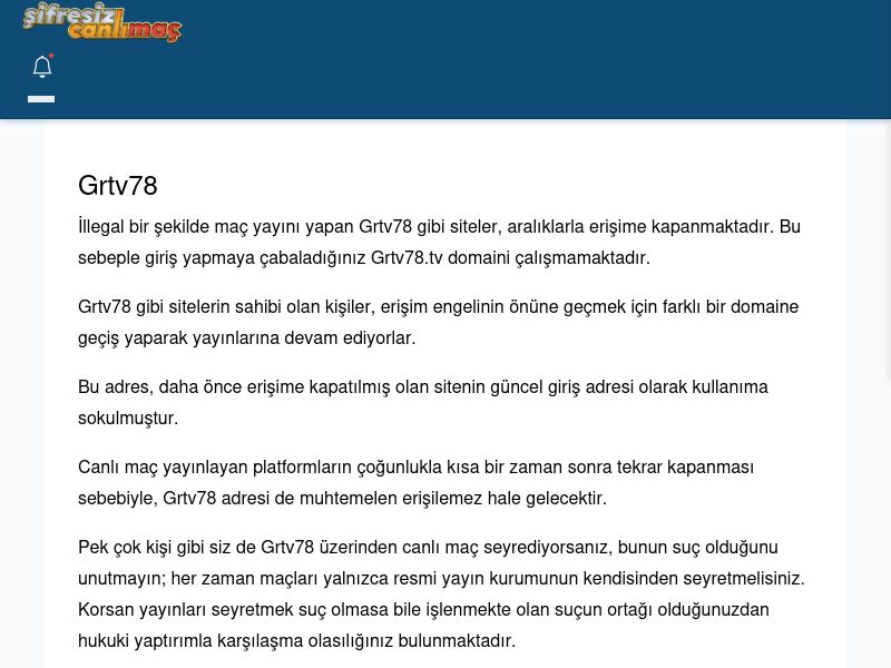 Grtv78 Maç İzle - Şifresiz canlı maç izle - Ekran Görüntüsü