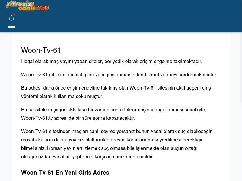 Woon-Tv-61 Maç İzle - Şifresiz canlı maç izle - Ekran Görüntüsü