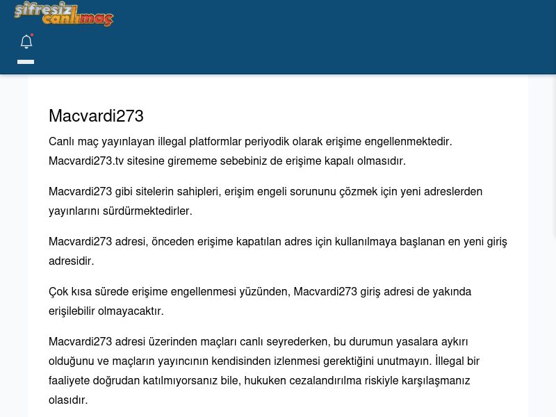 Macvardi273 Güncel Giriş - Şifresiz canlı maç izle - Ekran Görüntüsü