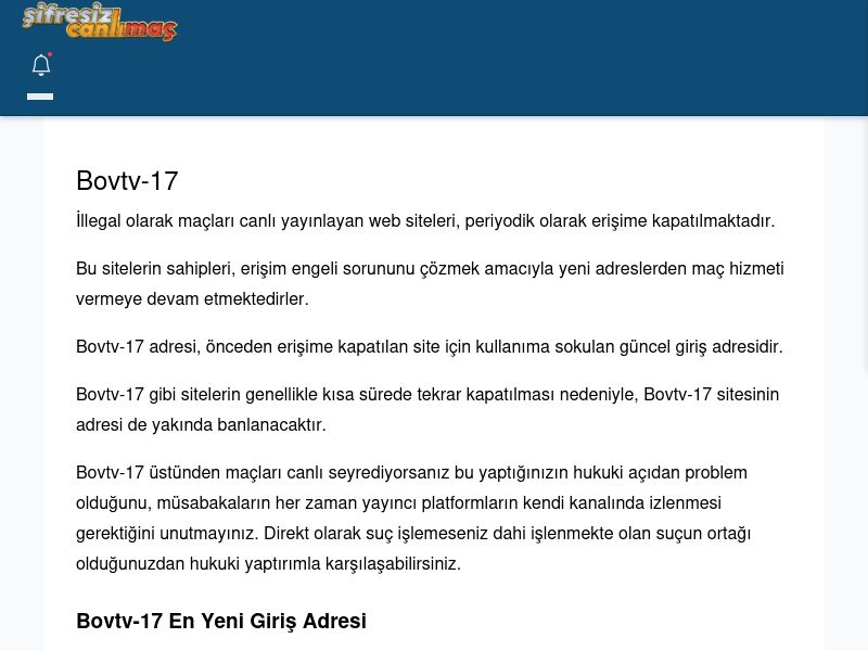 Bovtv-17 Canlı Maç İzle - Şifresiz canlı maç izle - Ekran Görüntüsü