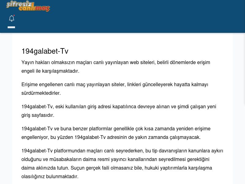 194galabet-Tv Canlı Maç İzle - Şifresiz canlı maç izle - Ekran Görüntüsü