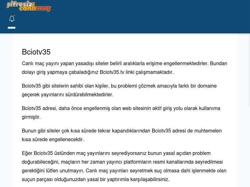 Bciotv35 Maç İzle - Şifresiz canlı maç izle - Ekran Görüntüsü