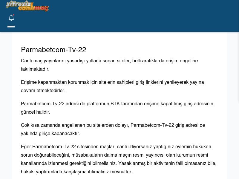 Parmabetcom-Tv-22 Canlı Maç İzle - Şifresiz canlı maç izle - Ekran Görüntüsü