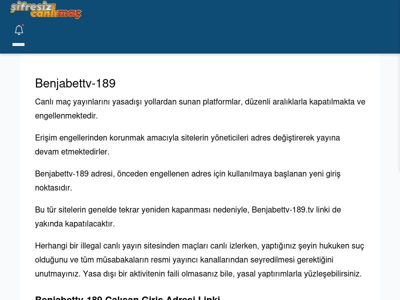 Benjabettv-189 Maç İzle - Şifresiz canlı maç izle - Ekran Görüntüsü