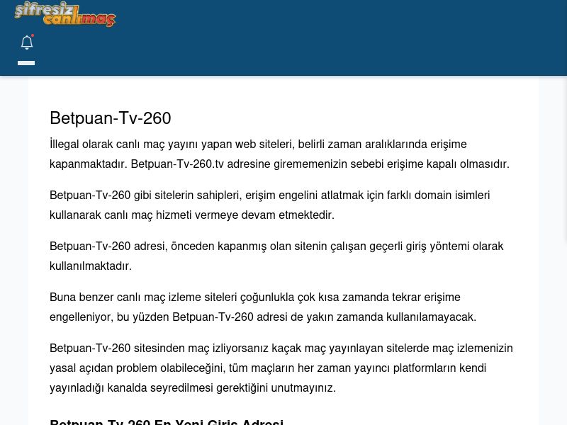 Betpuan-Tv-260 Güncel Giriş - Şifresiz canlı maç izle - Ekran Görüntüsü