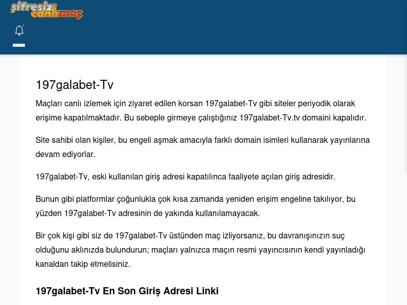 197galabet-Tv Giriş Linki - Şifresiz canlı maç izle - Ekran Görüntüsü
