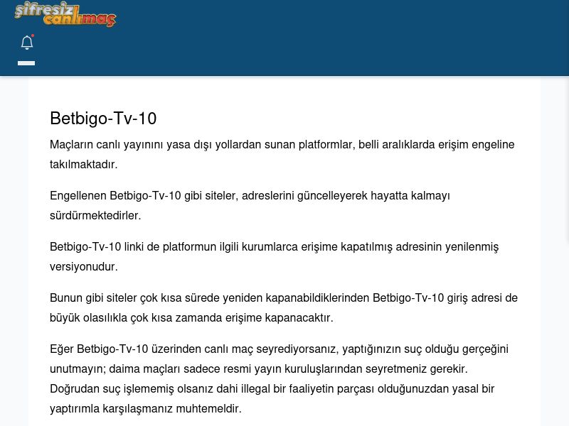 Betbigo-Tv-10 Canlı Maç - Şifresiz canlı maç izle - Ekran Görüntüsü