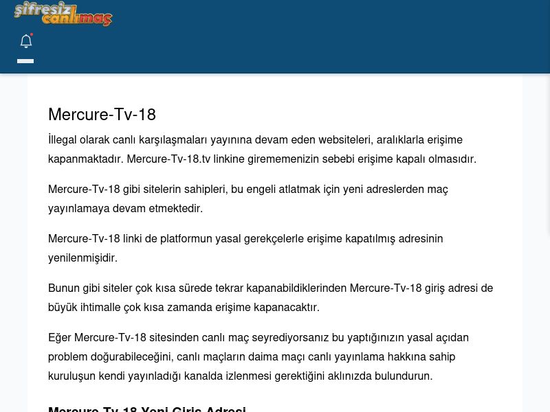 Mercure-Tv-18 Maç İzle - Şifresiz canlı maç izle - Ekran Görüntüsü