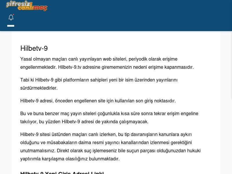 Hilbetv-9 Canlı Maç - Şifresiz canlı maç izle - Ekran Görüntüsü