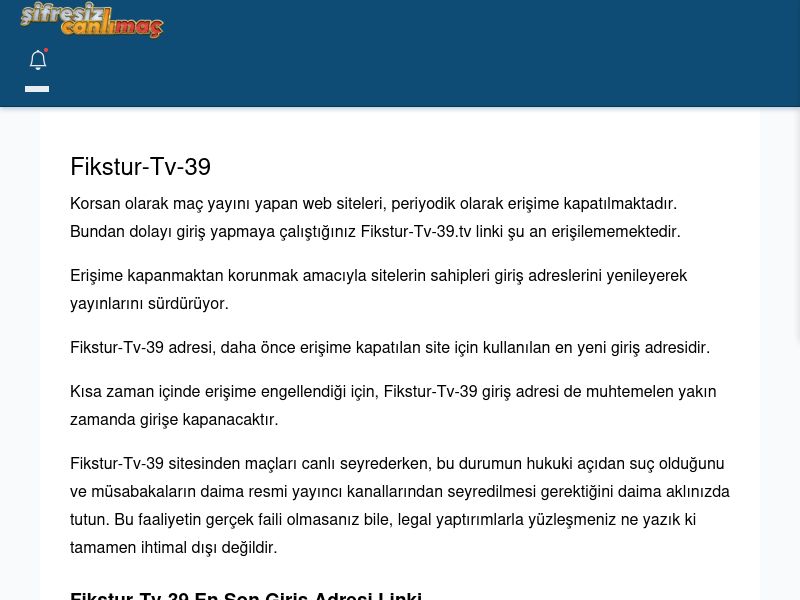 Fikstur-Tv-39 Canlı Maç - Şifresiz canlı maç izle - Ekran Görüntüsü