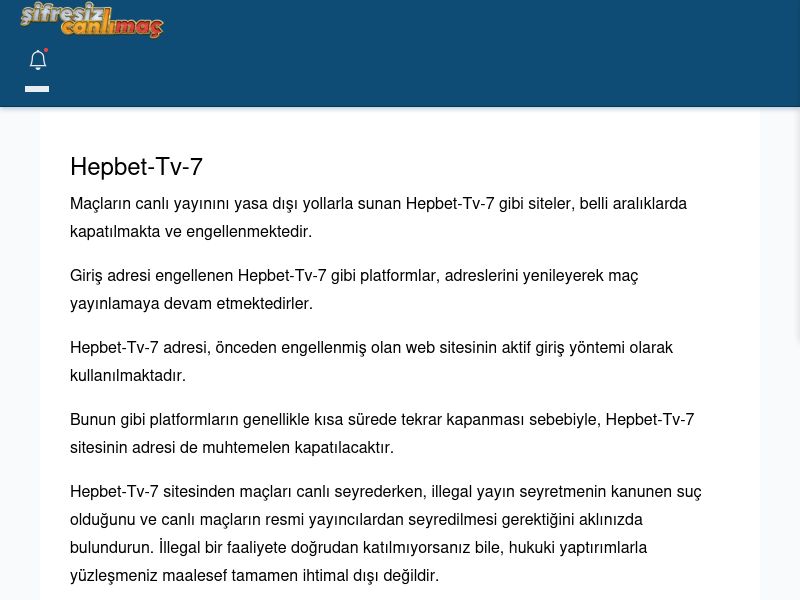 Hepbet-Tv-7 Güncel Giriş - Şifresiz canlı maç izle - Ekran Görüntüsü