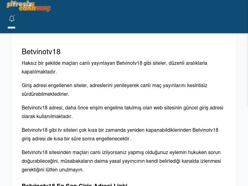 Betvinotv18 Canlı Maç - Şifresiz canlı maç izle - Ekran Görüntüsü