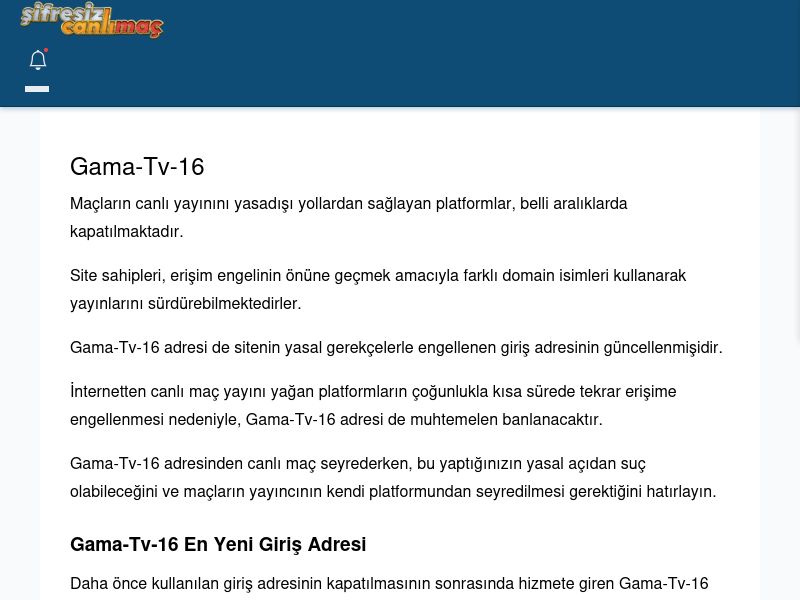 Gama-Tv-16 Canlı Maç - Şifresiz canlı maç izle - Ekran Görüntüsü
