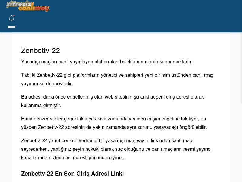Zenbettv-22 Canlı Maç İzle - Şifresiz canlı maç izle - Ekran Görüntüsü