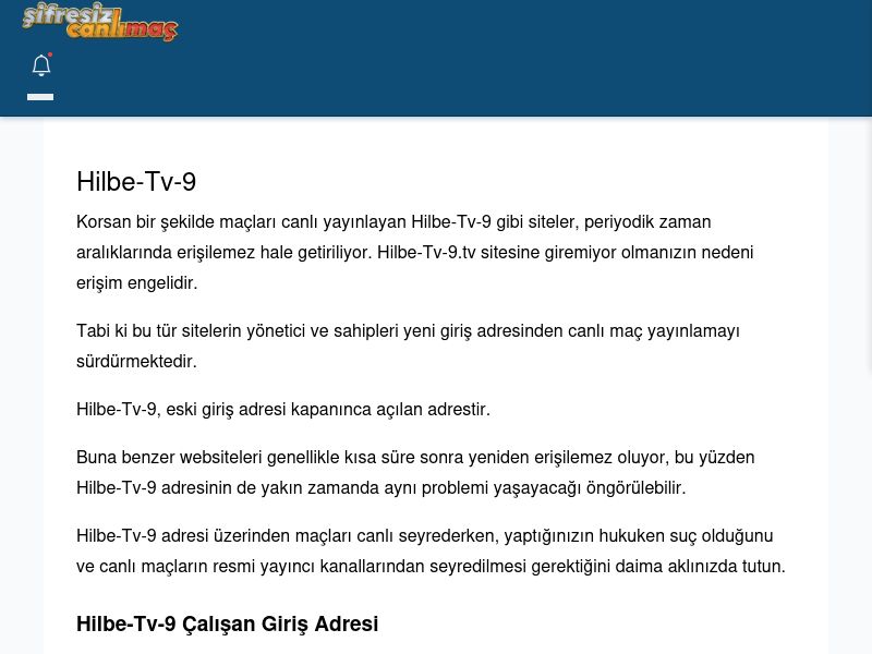 Hilbe-Tv-9 Maç İzle - Şifresiz canlı maç izle - Ekran Görüntüsü