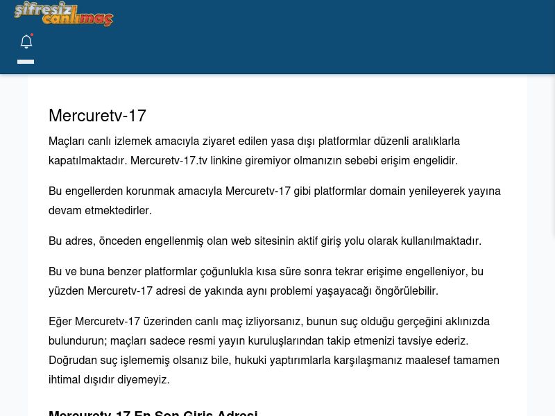 Mercuretv-17 Canlı Maç İzle - Şifresiz canlı maç izle - Ekran Görüntüsü