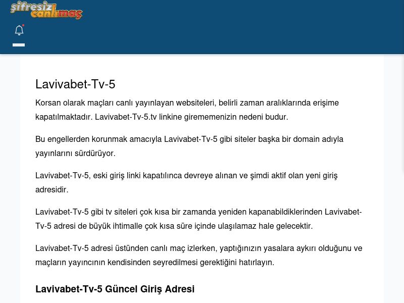 Lavivabet-Tv-5 Giriş Linki - Şifresiz canlı maç izle - Ekran Görüntüsü