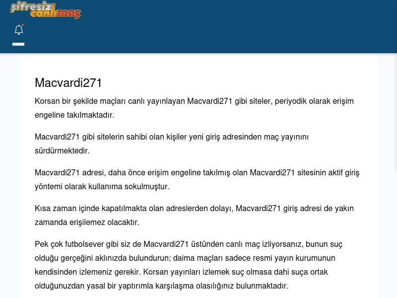 Macvardi271 Canlı Maç İzle - Şifresiz canlı maç izle - Ekran Görüntüsü