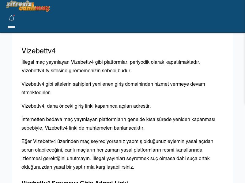 Vizebettv4 Maç İzle - Şifresiz canlı maç izle - Ekran Görüntüsü