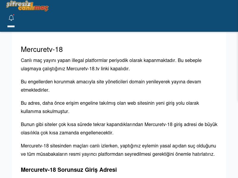 Mercuretv-18 Maç İzle - Şifresiz canlı maç izle - Ekran Görüntüsü
