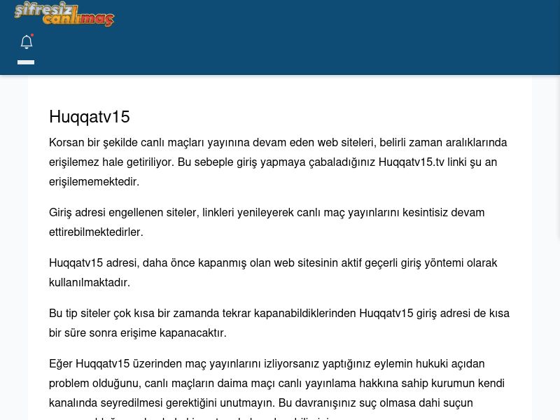 Huqqatv15 Canlı Maç - Şifresiz canlı maç izle - Ekran Görüntüsü