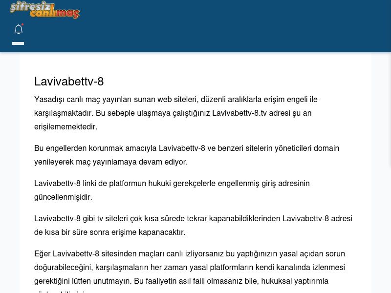Lavivabettv-8 Canlı Maç İzle - Şifresiz canlı maç izle - Ekran Görüntüsü