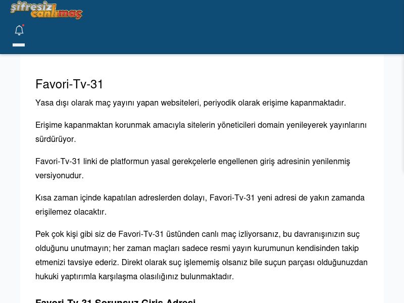 Favori-Tv-31 Canlı Maç İzle - Şifresiz canlı maç izle - Ekran Görüntüsü