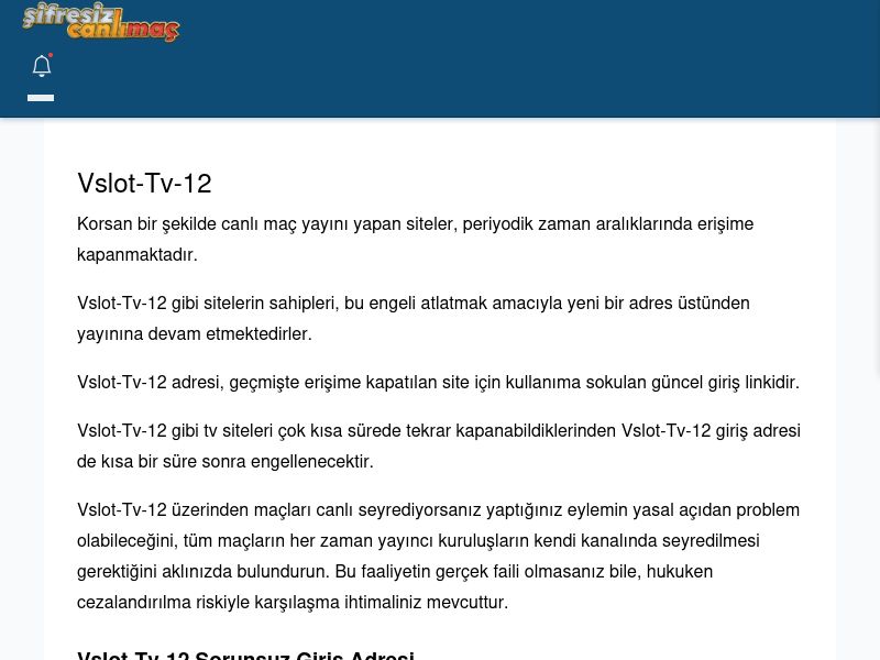 Vslot-Tv-12 Canlı Maç - Şifresiz canlı maç izle - Ekran Görüntüsü