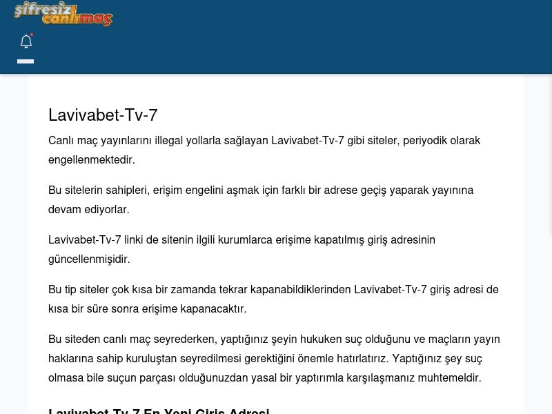 Lavivabet-Tv-7 Canlı Maç İzle - Şifresiz canlı maç izle - Ekran Görüntüsü
