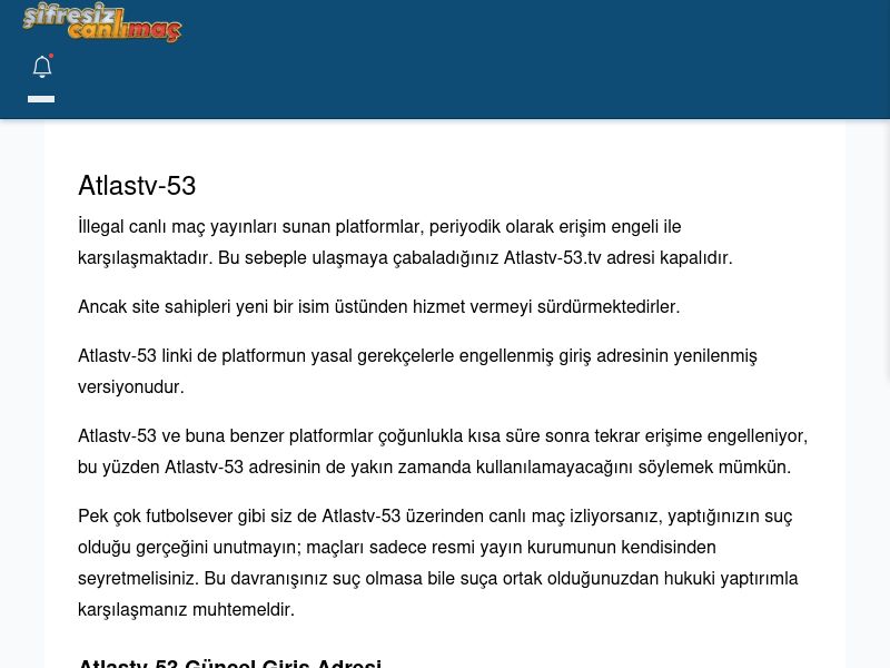 Atlastv-53 Giriş Linki - Şifresiz canlı maç izle - Ekran Görüntüsü