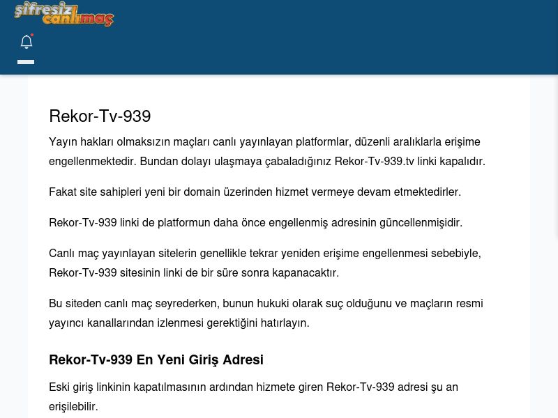 Rekor-Tv-939 Canlı Maç - Şifresiz canlı maç izle - Ekran Görüntüsü