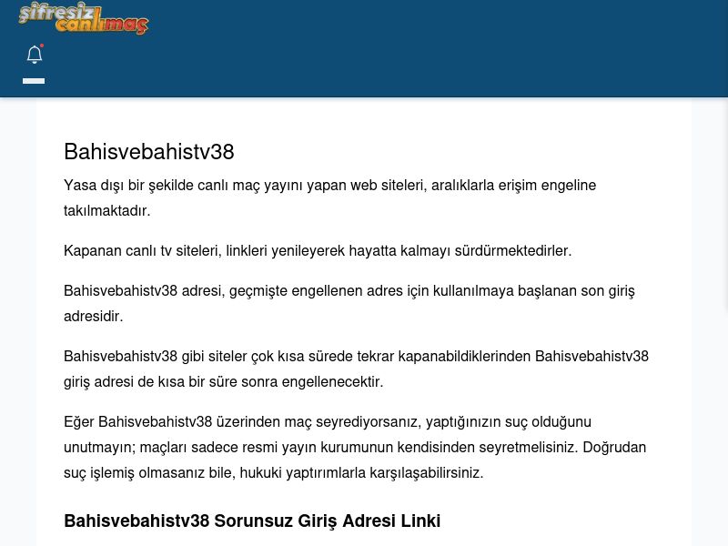 Bahisvebahistv38 Canlı Maç - Şifresiz canlı maç izle - Ekran Görüntüsü