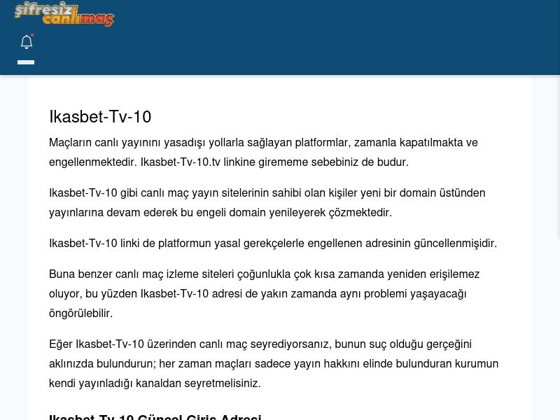 Ikasbet-Tv-10 Canlı Maç İzle - Şifresiz canlı maç izle - Ekran Görüntüsü