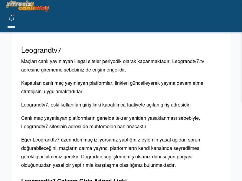 Leograndtv7 Canlı Maç - Şifresiz canlı maç izle - Ekran Görüntüsü