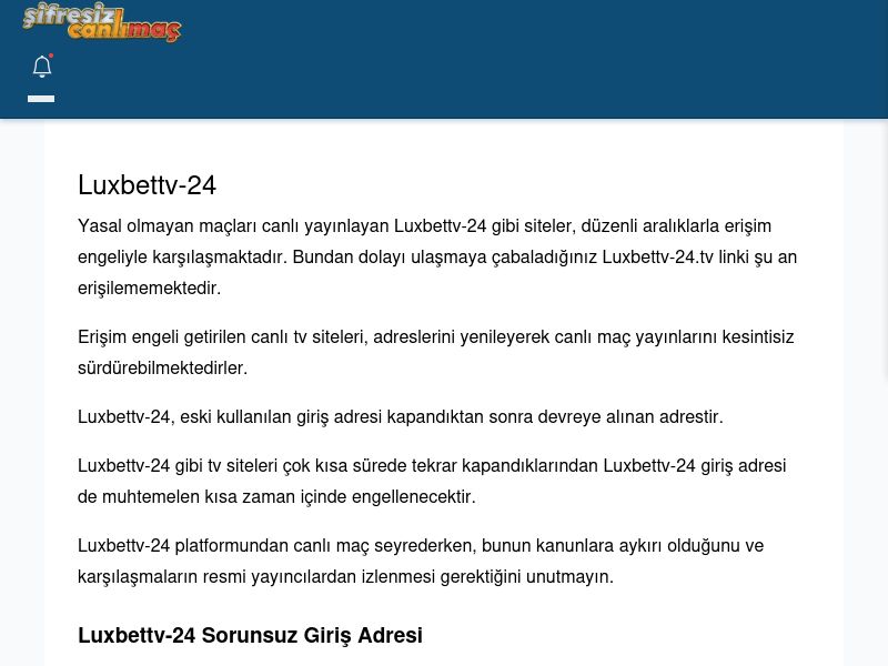 Luxbettv-24 Giriş Linki - Şifresiz canlı maç izle - Ekran Görüntüsü