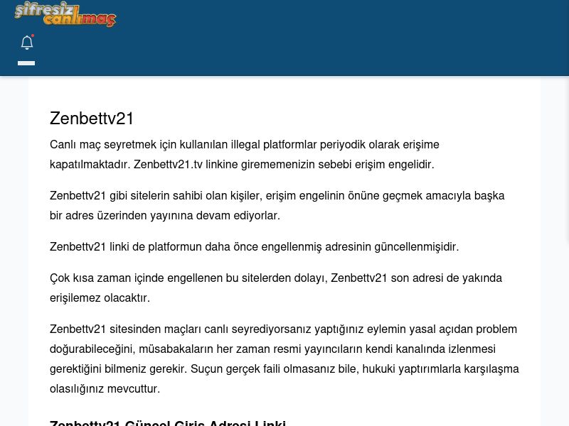 Zenbettv21 Canlı Maç - Şifresiz canlı maç izle - Ekran Görüntüsü