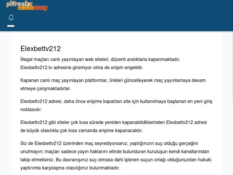 Elexbettv212 Maç İzle - Şifresiz canlı maç izle - Ekran Görüntüsü