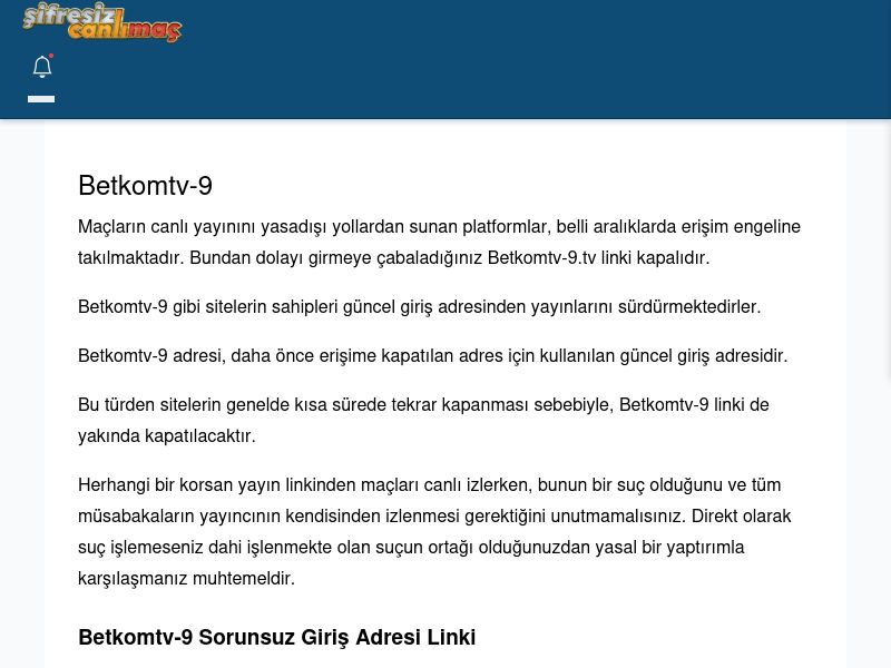 Betkomtv-9 Canlı Maç - Şifresiz canlı maç izle - Ekran Görüntüsü